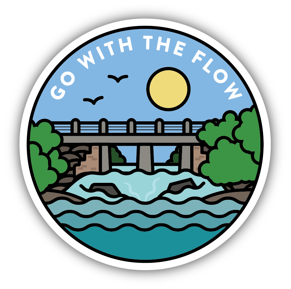 Go With The Flow Bridge Scene Sticker