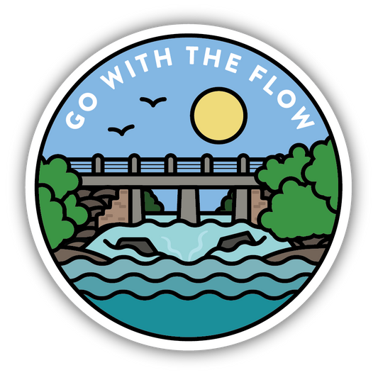 Go With The Flow Bridge Scene Sticker