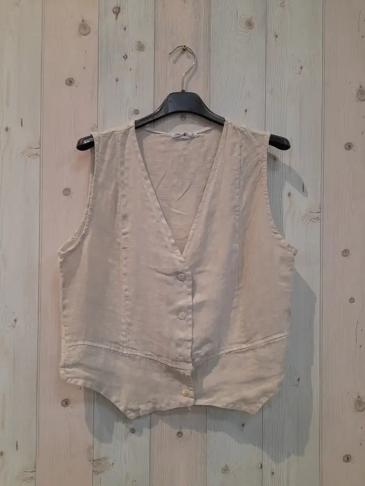 Beige Linen Vest