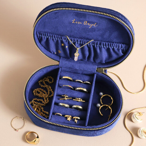 Starry Night Velvet Oval Jewellery Case
