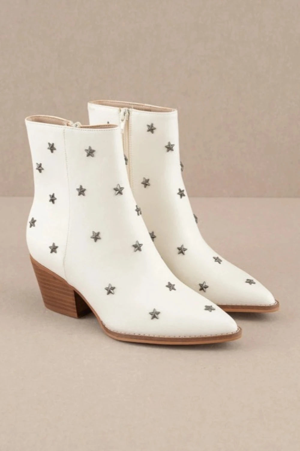 THE IVANNA Metal Star Studded Boots | White