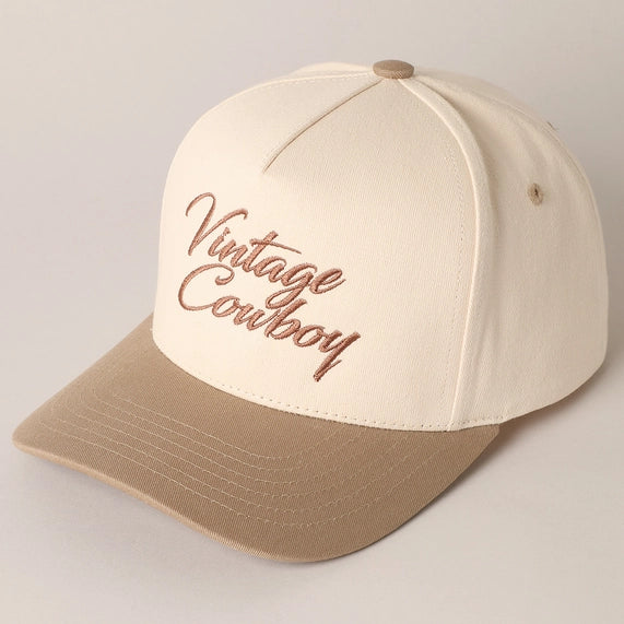 Vintage Cowboy Embroidery Two Tone Baseball Cap