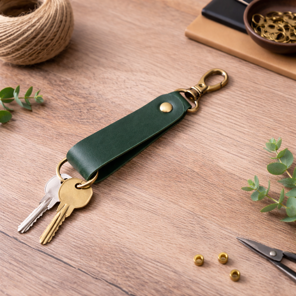 Genuine Leather Keychain, Keychain RIng, Handmade Key Tag
