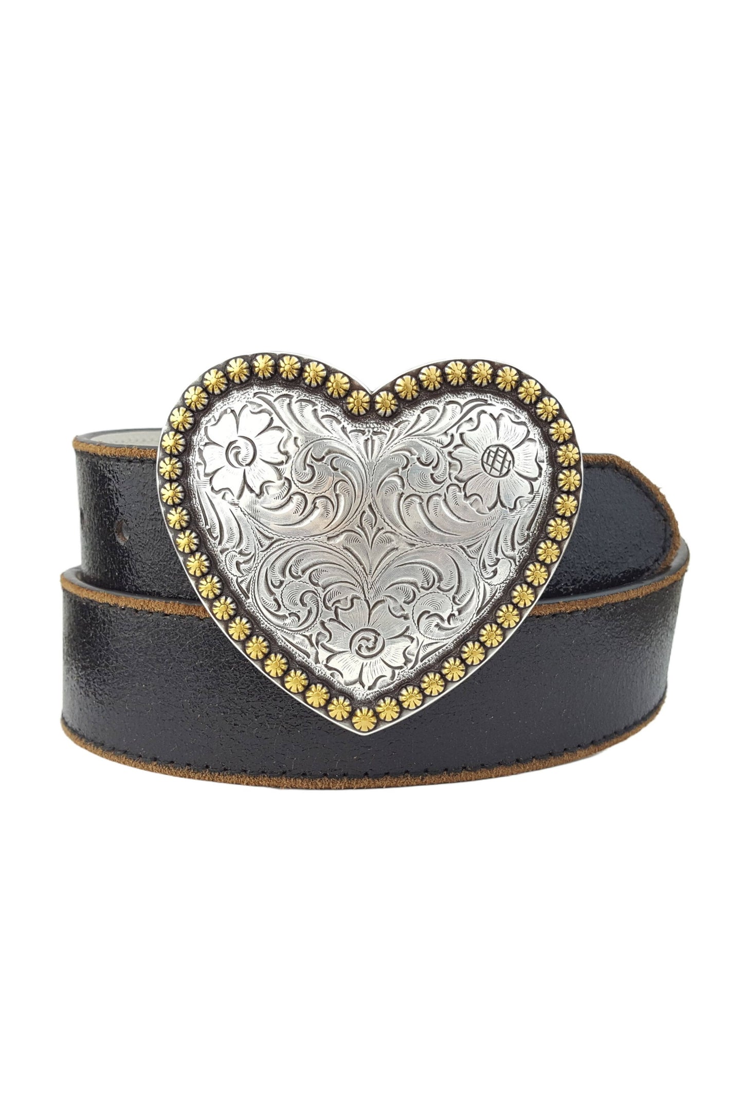 Western Heart Buckle w. Vintage Leather belt