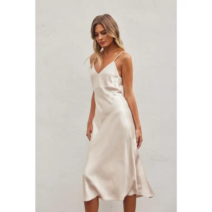 Satin Bias Cut Slip Dress
