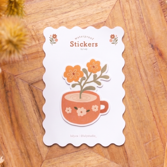 Floral Tea Time | Premium Matte Waterproof Vinyl Sticker