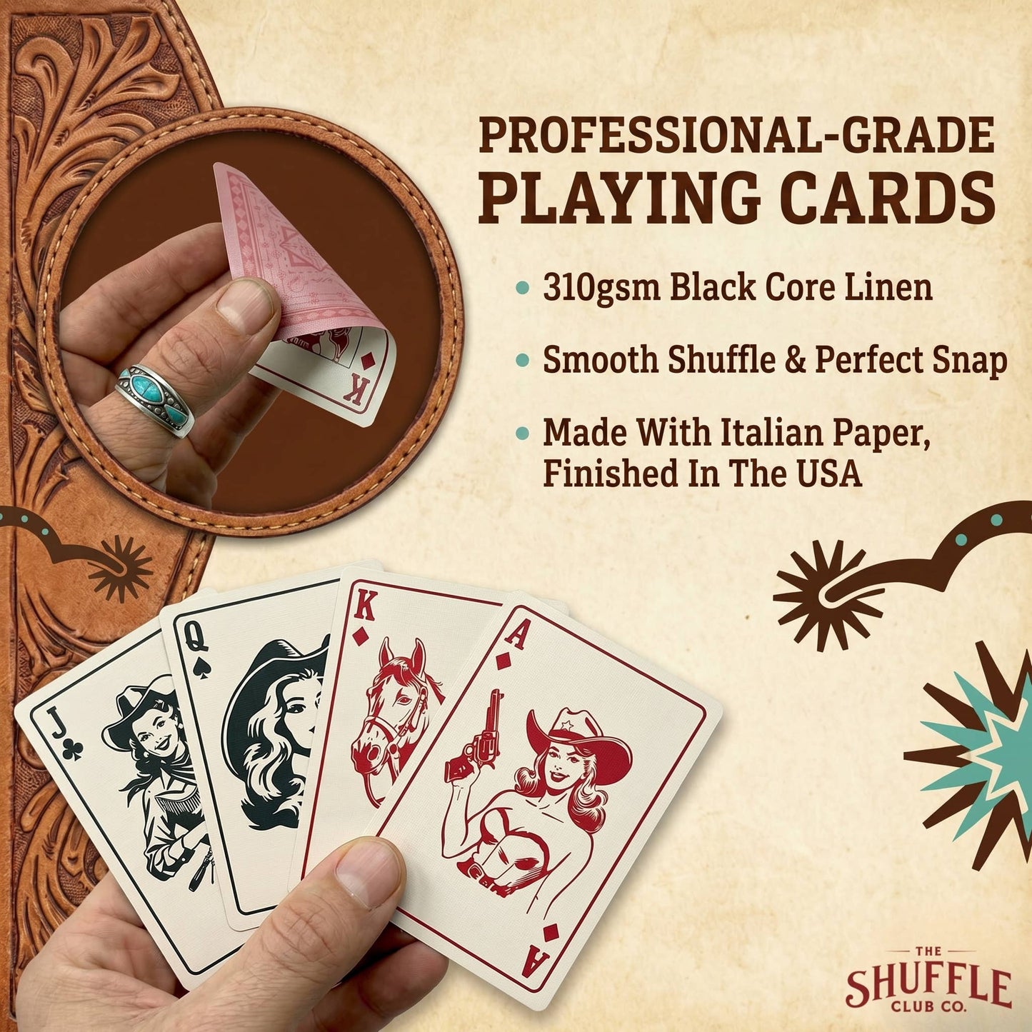 Western Playing Cards – Vintage Cowboy Deck with Custom Western Art & Premium Stock