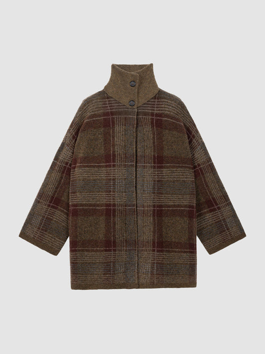 Wool-Alpaca Jacquard Jacket Cardigan