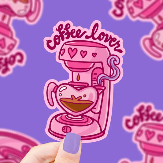 Coffee Lover Pink Espresso Coffee Machine Vinyl Sticker