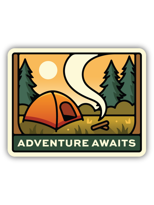 Adventure Awaits Tent Scene Sticker