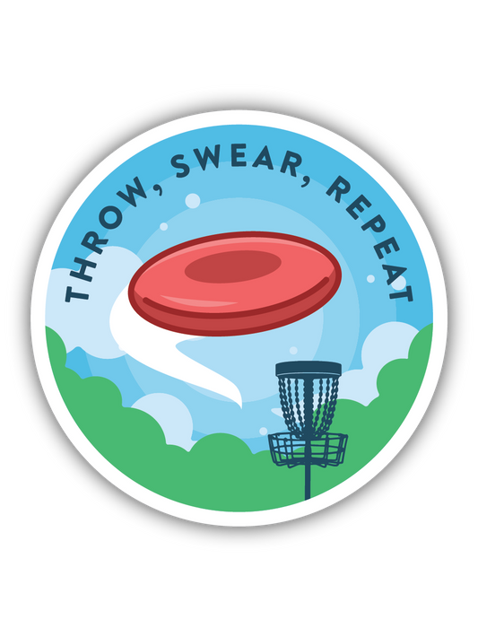 Throw Swear Repeat Disc Golf Sticker