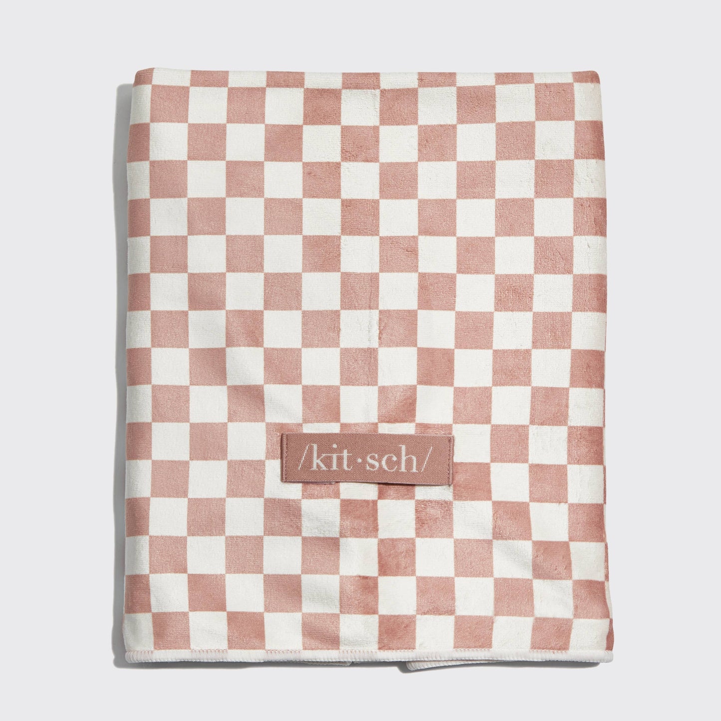 Extra Large Quick-Dry Hair Towel Wrap | Terracotta Checker