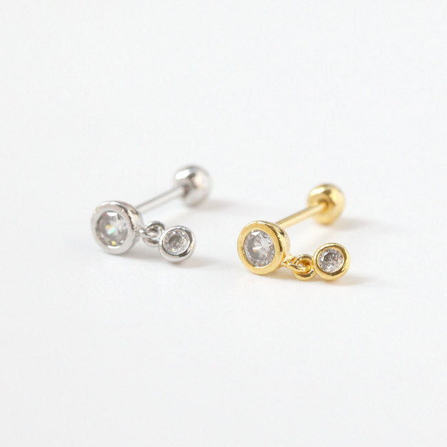 Tiny Chained Screw Back Earring