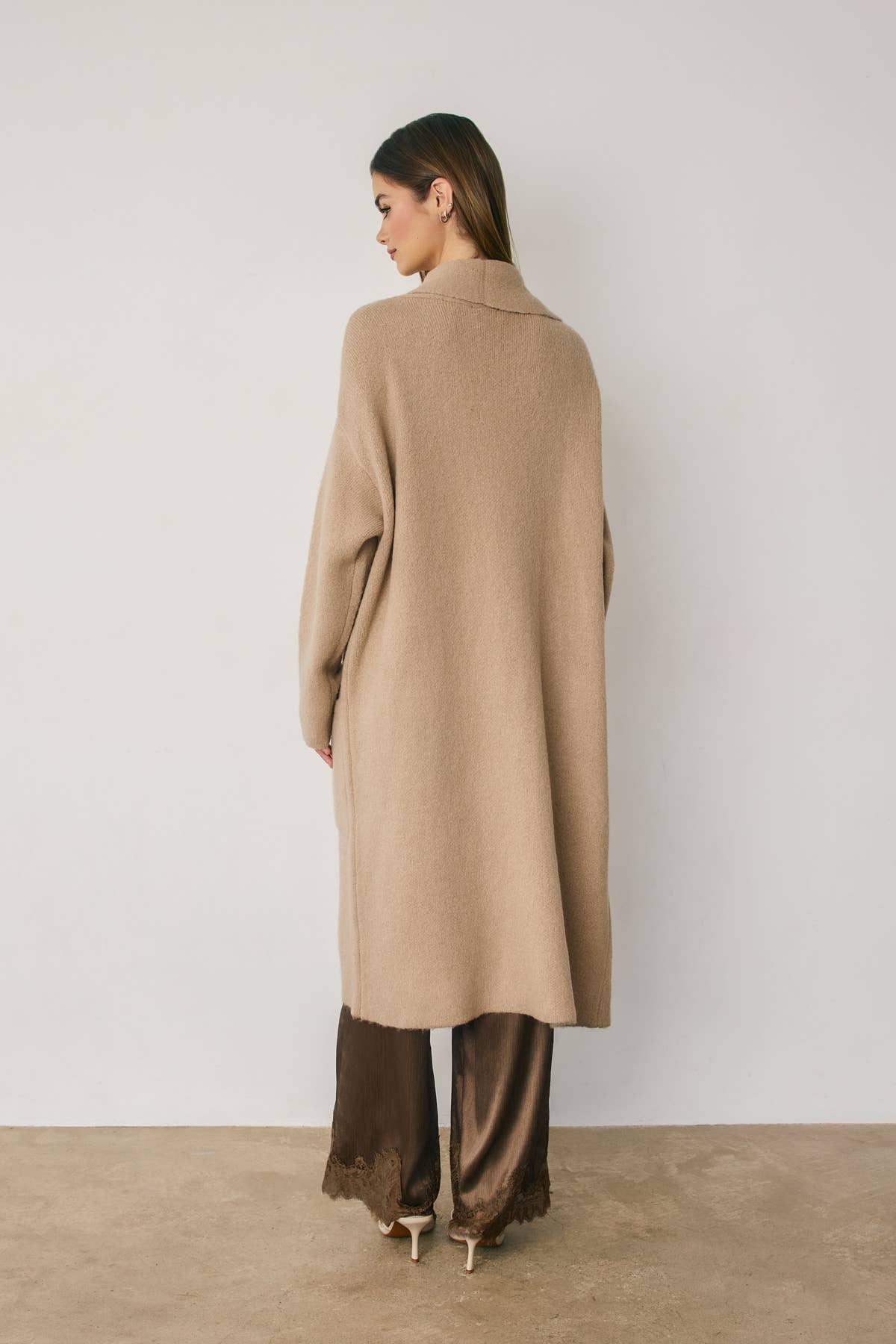 Relaxed Open Front Long Cardigan