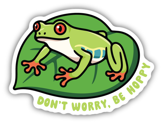 Don't Worry, Be Hoppy Frog Sticker