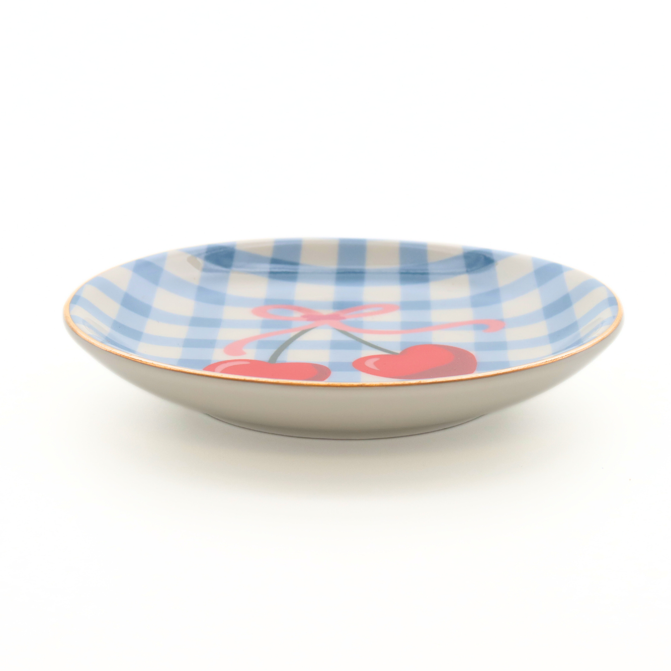 Gingham Cherry - Round Trinket Tray 