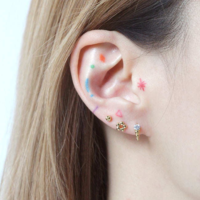 Tiny Dot Flower Screw Back Earring