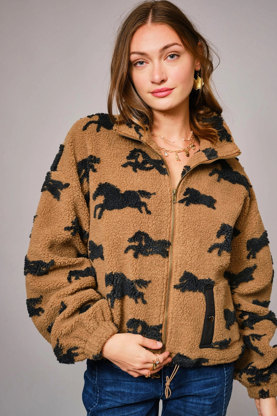 Wild Sherpa Oversized Zip-Up Jacket