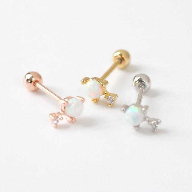 Tiny Opaline Screw Back Earring