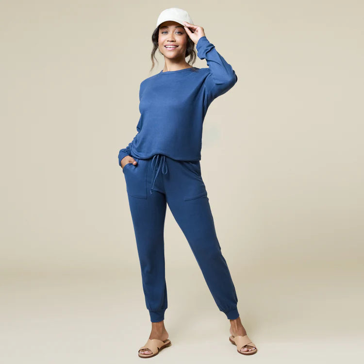 Dream Jersey Crew Neck Lounge Set | Indigo