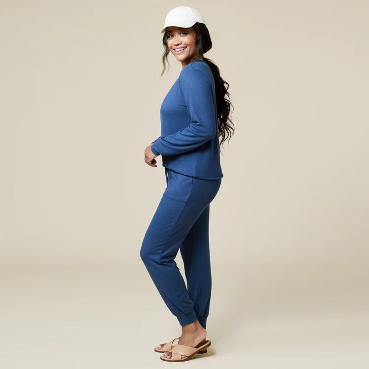 Dream Jersey Crew Neck Lounge Set | Indigo
