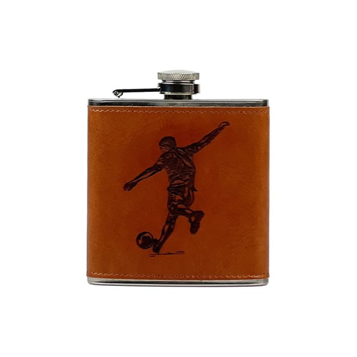 Leather Hip Flask - Soccer