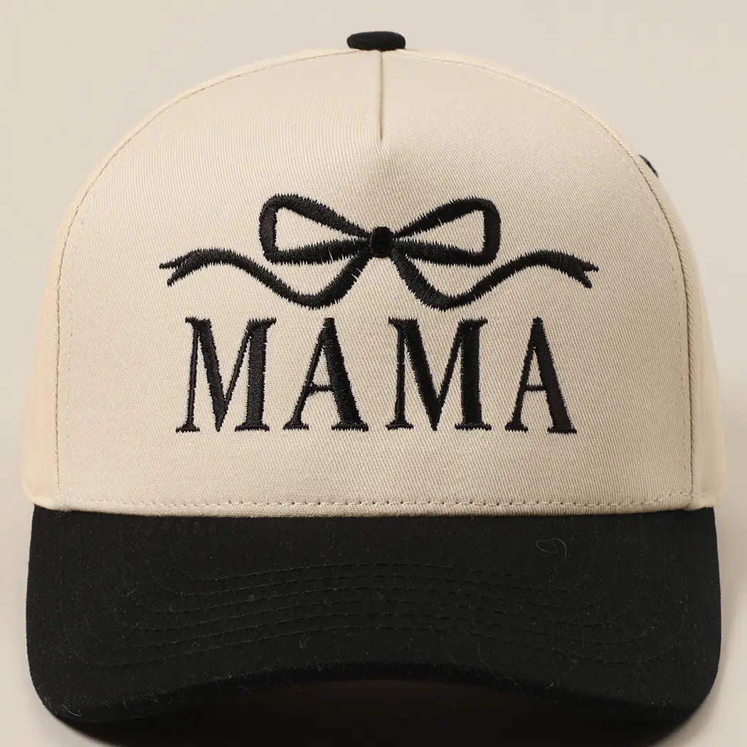 Mama Ribbon Embroidered Two-Tone Trucker Hat