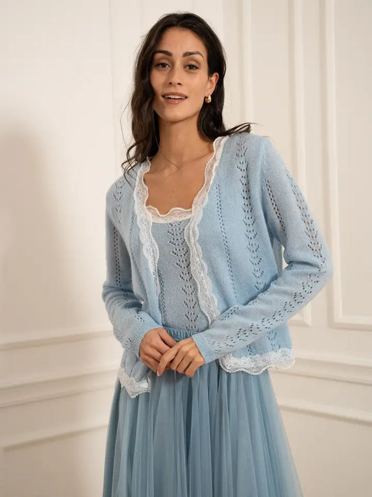 Twinset Cardigan & Top in Lace Knit