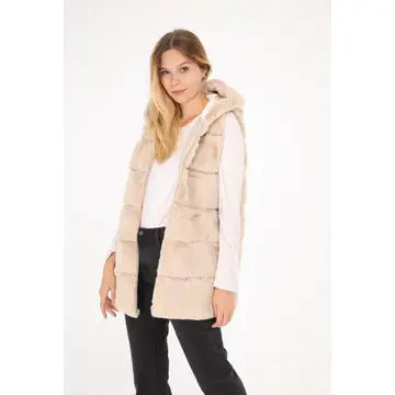 Sleeveless Faux Fur Hooded Vest