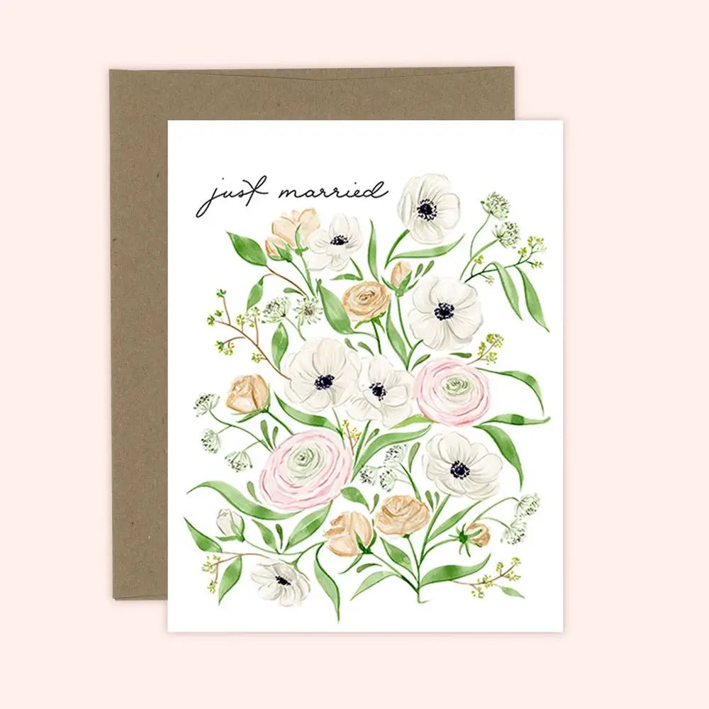 Just Married Flower Card