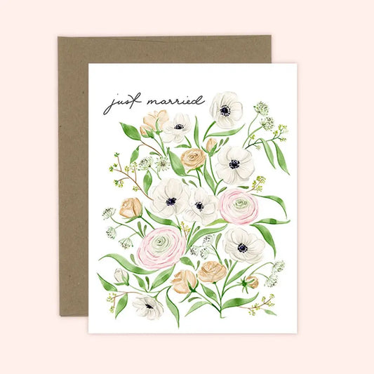 Just Married Flower Card