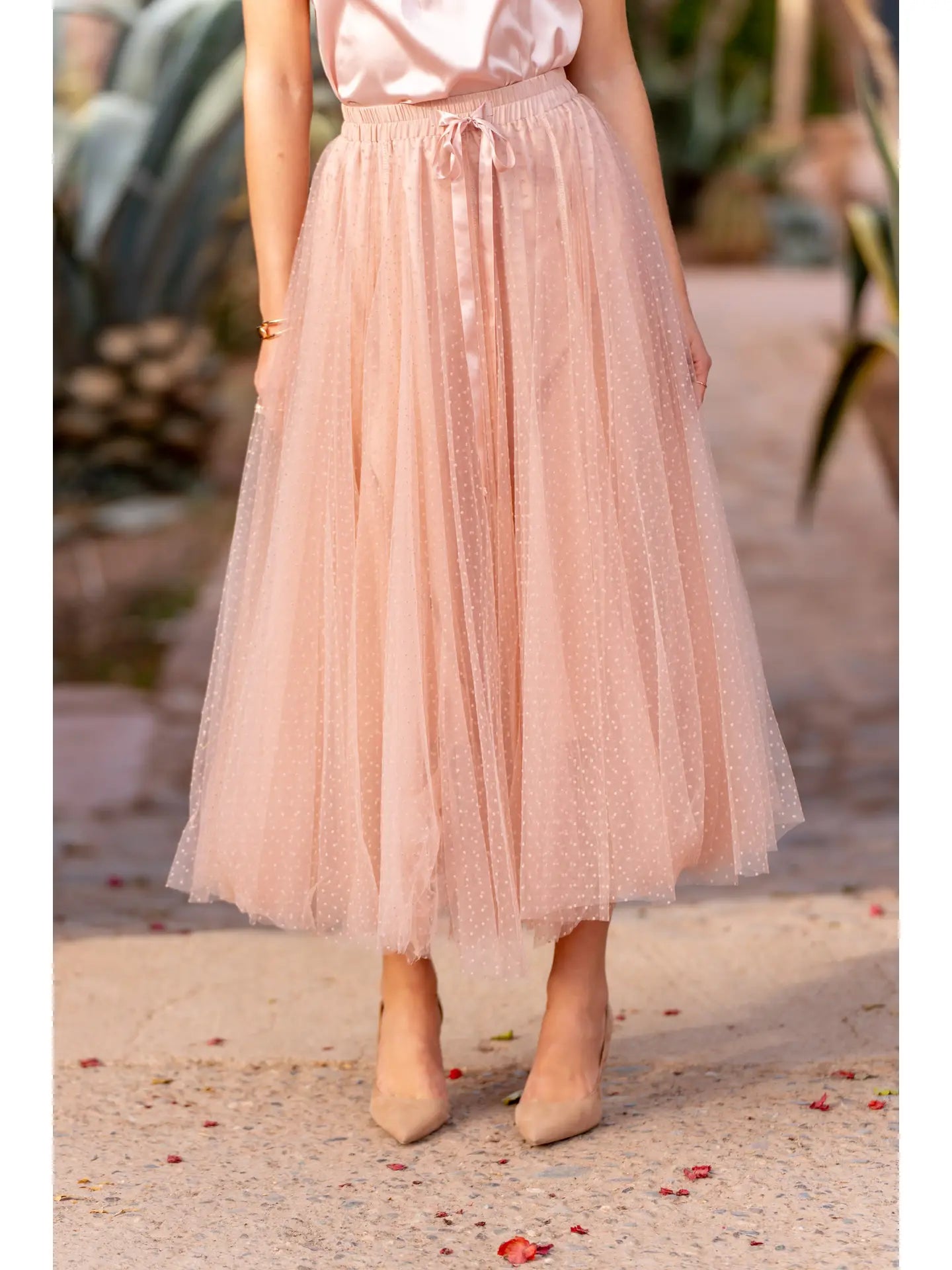 Aria Tulle Plumetis Skirt - Pink