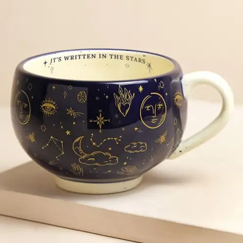 Starry Night Navy Crescent Moon Mug