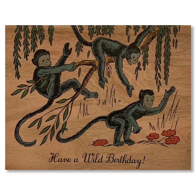 Wood Folding Card - Have A Wild Birthday