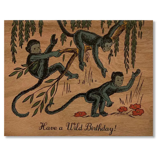 Wood Folding Card - Have A Wild Birthday