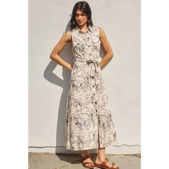 Sail Away with Me Sleeveless Shirt Dress