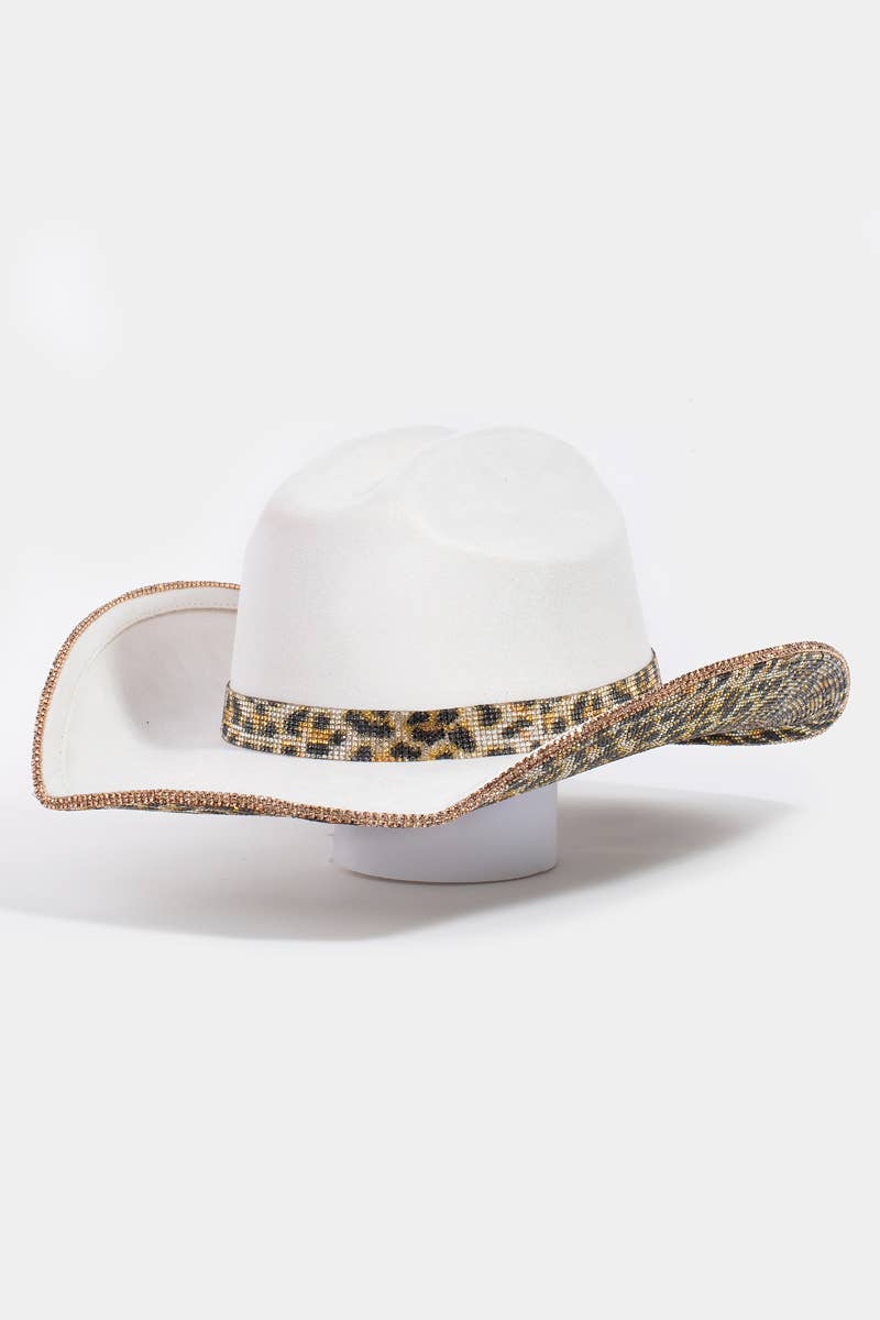 Pave Leopard Print Rhinestone Western Cowboy Hat