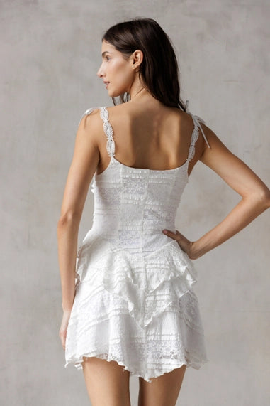 White Ruffle Mini Dress