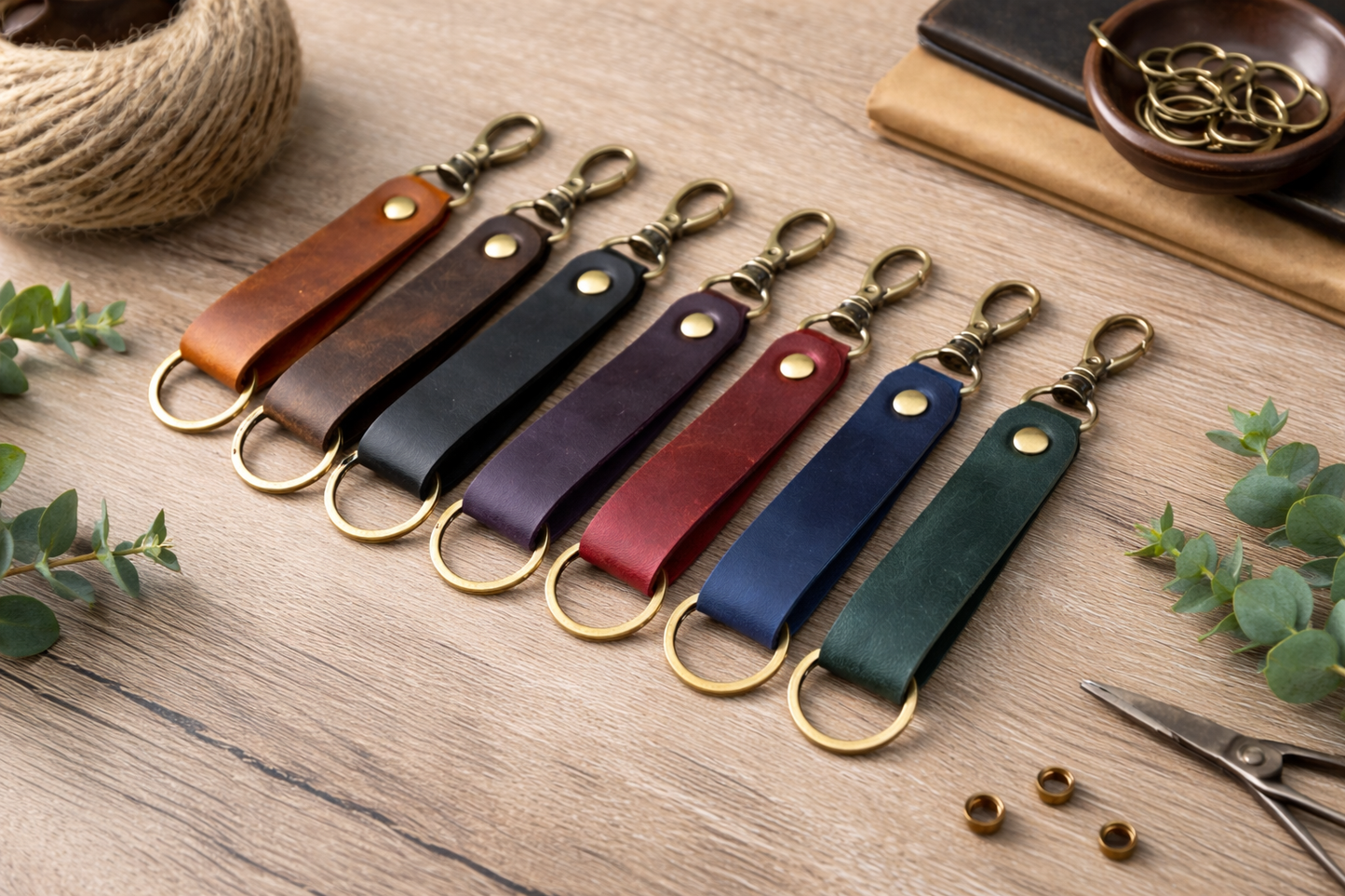 Genuine Leather Keychain, Keychain RIng, Handmade Key Tag