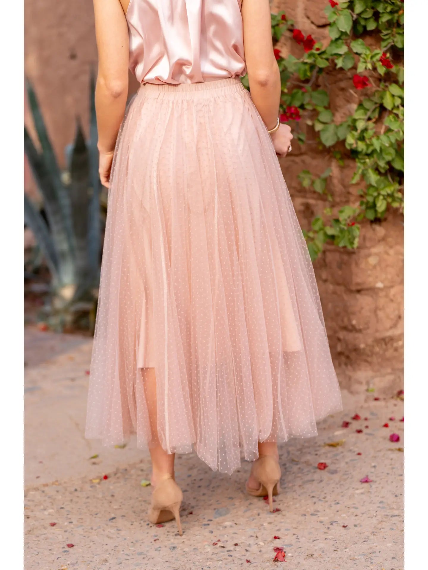 Aria Tulle Plumetis Skirt - Pink