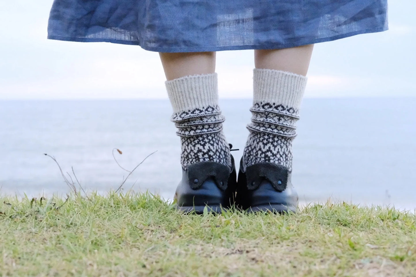 Nishiguchi Kutsushita Wool Jacquard Socks