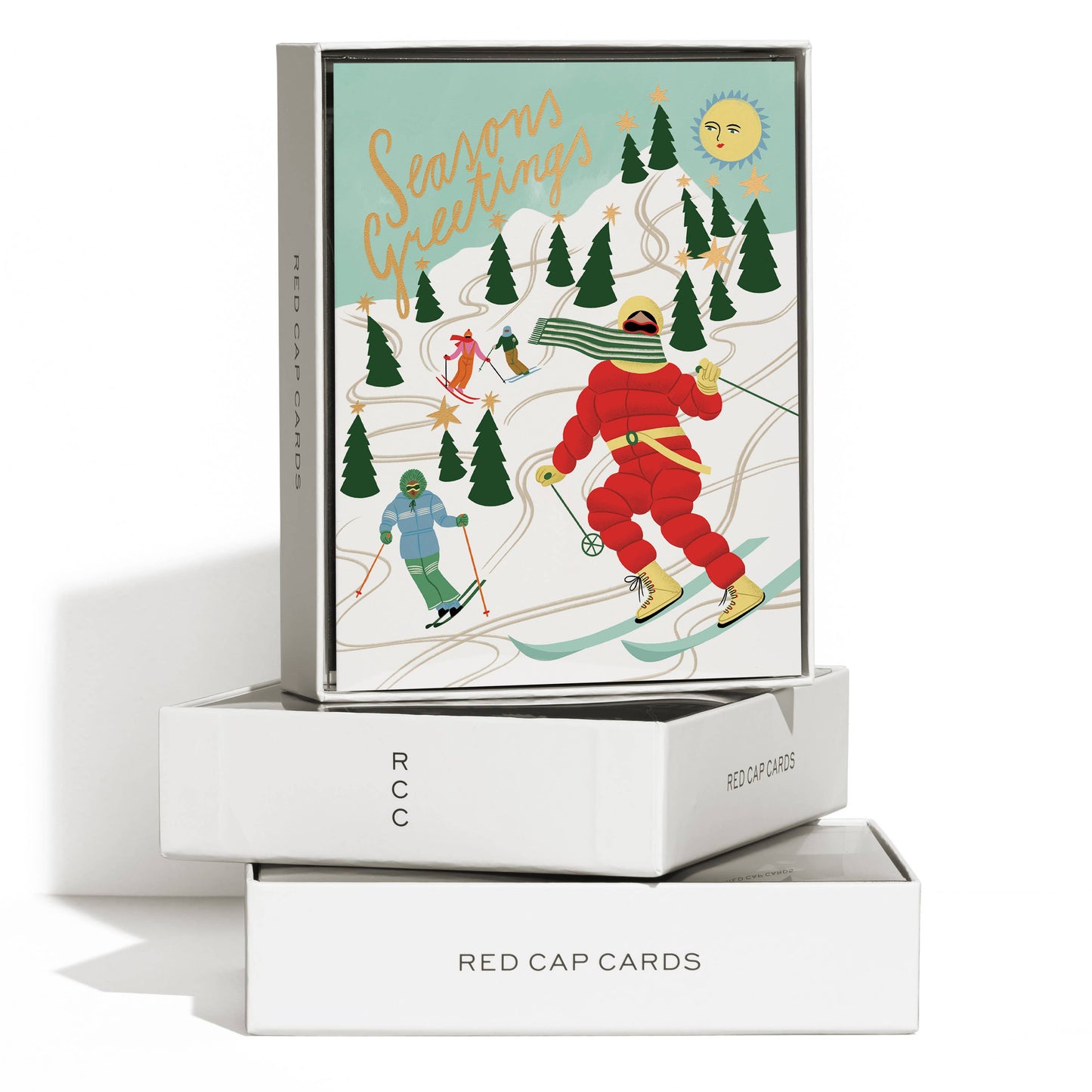 Snowy Slopes holiday greeting card: Singles