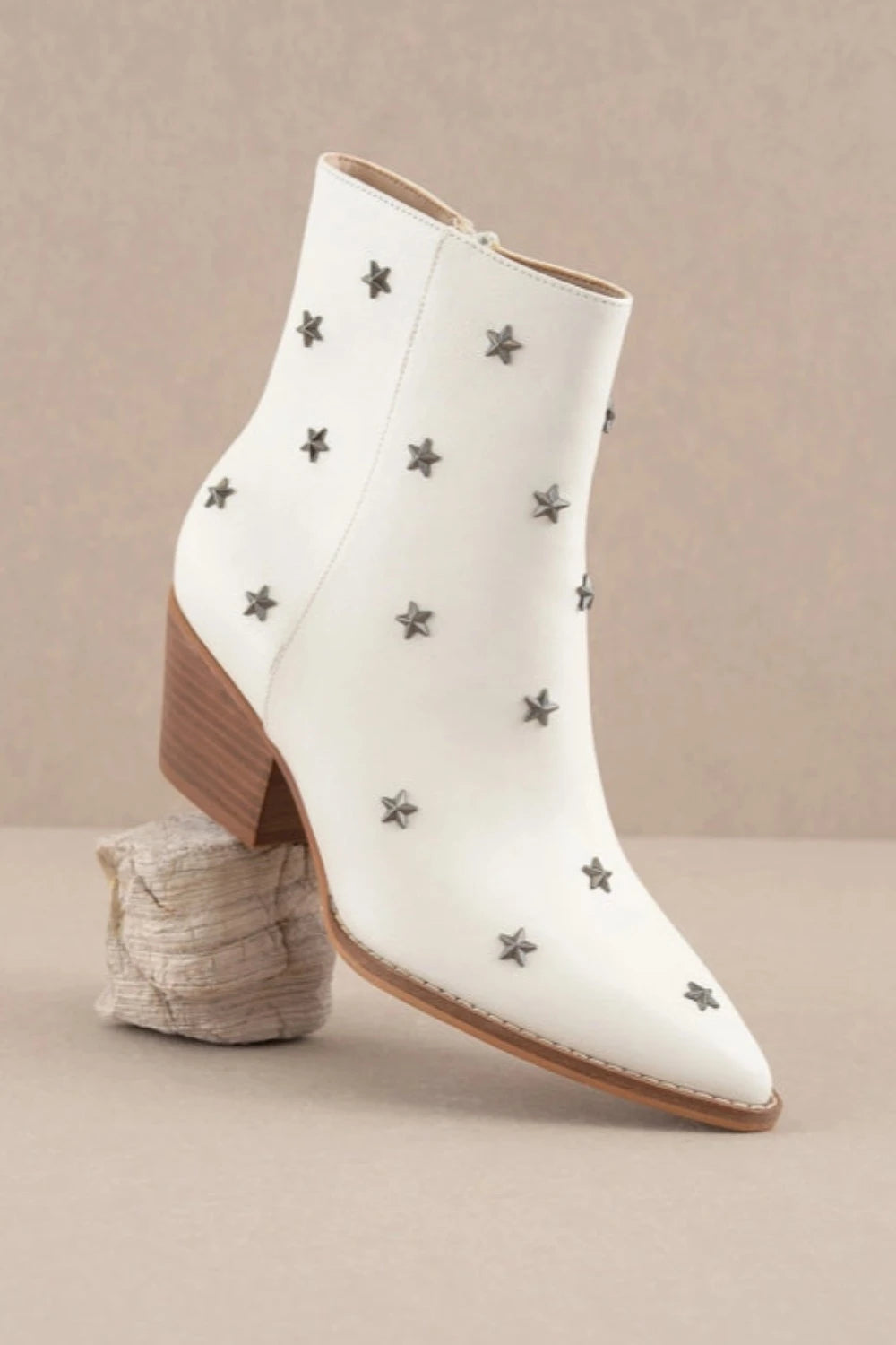 THE IVANNA Metal Star Studded Boots | White