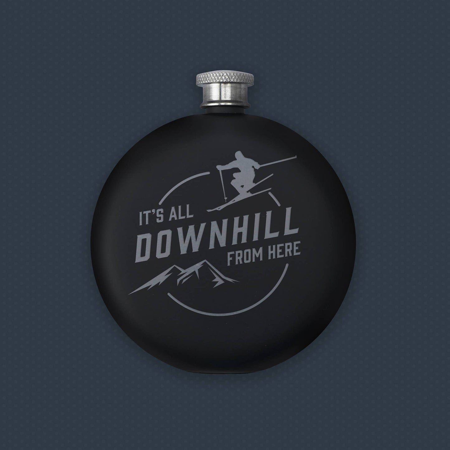 It's All Downhill From Here Hip Flask | Black