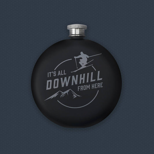 It's All Downhill From Here Hip Flask | Black