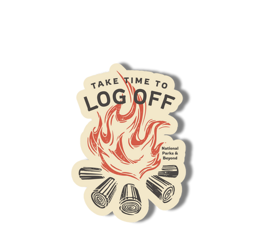Take Time To Log Off Camping Sticker