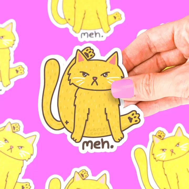 Meh Funny Cat Butt Disgruntled Unhappy Kitty Vinyl Sticker