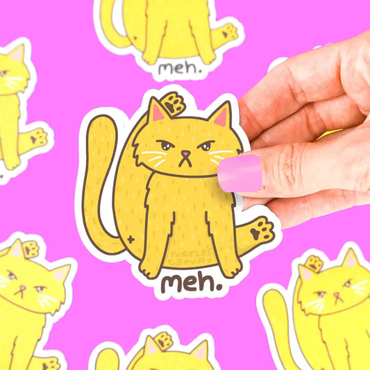 Meh Funny Cat Butt Disgruntled Unhappy Kitty Vinyl Sticker