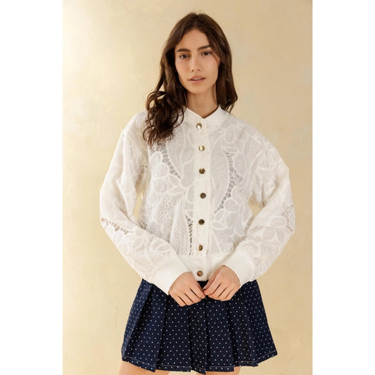 White Floral Bomber Jacket