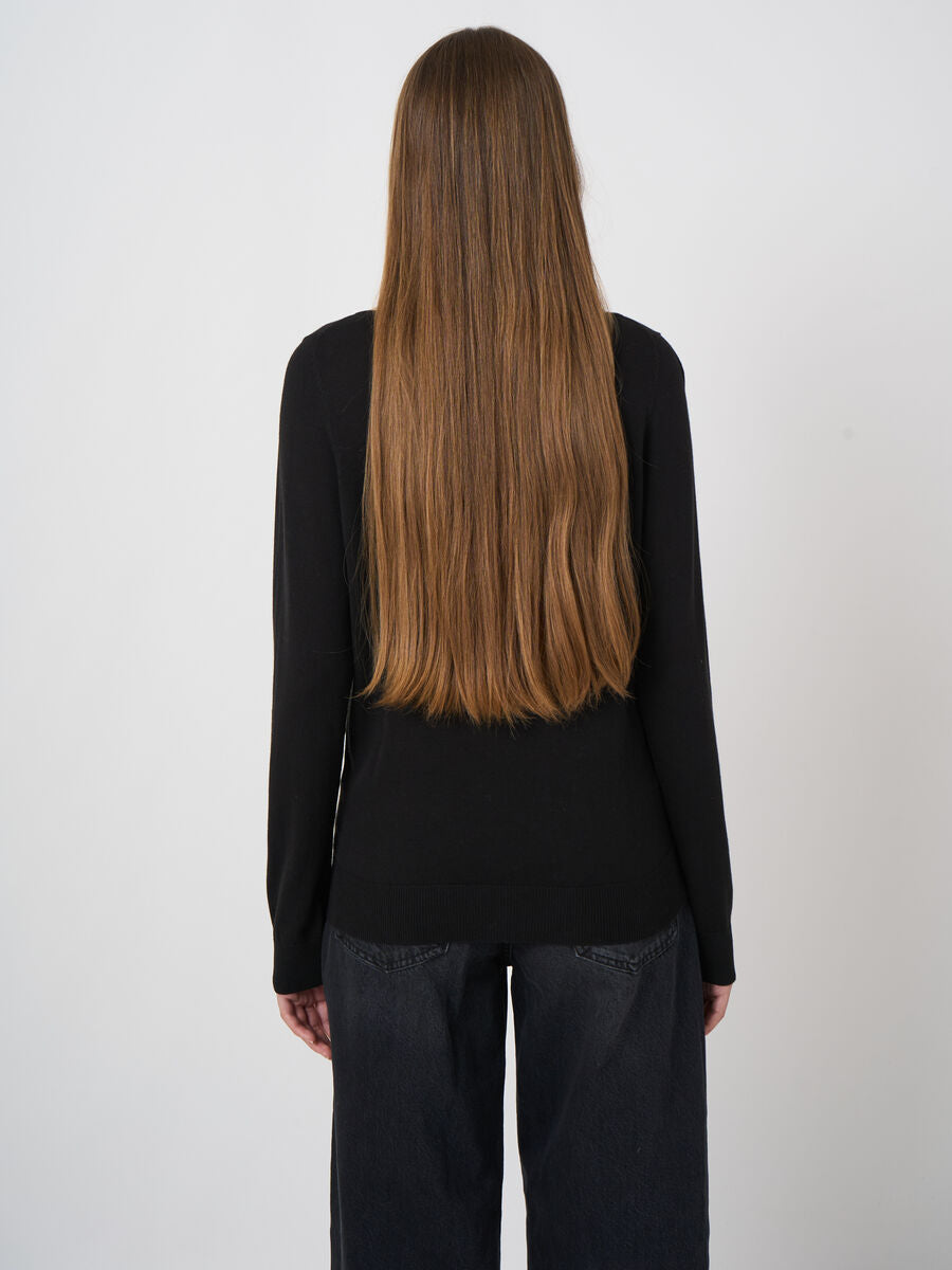 Fine-knit cotton-blend boat-neck sweater